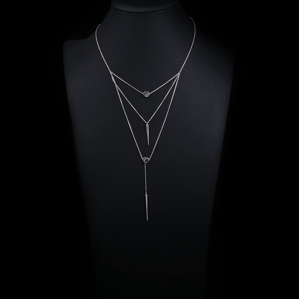 Sterling Silver Bullet Dangle Layered Necklace New